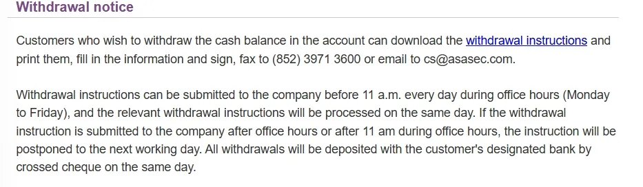 Withdrawal Options