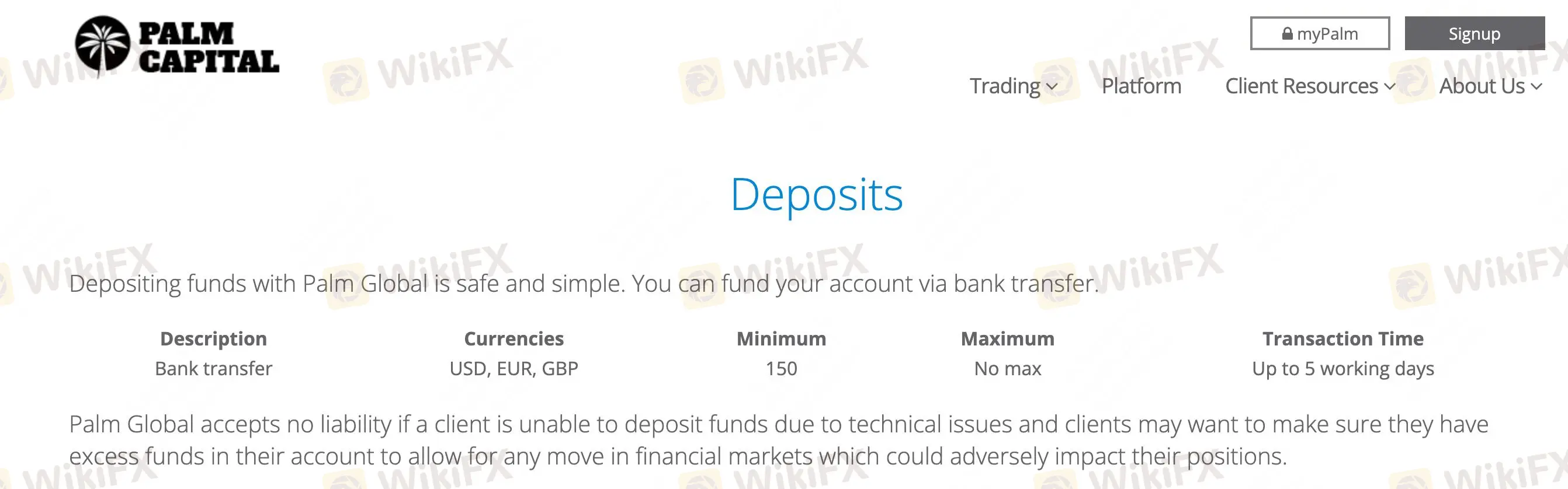 Deposit and Withdrawal