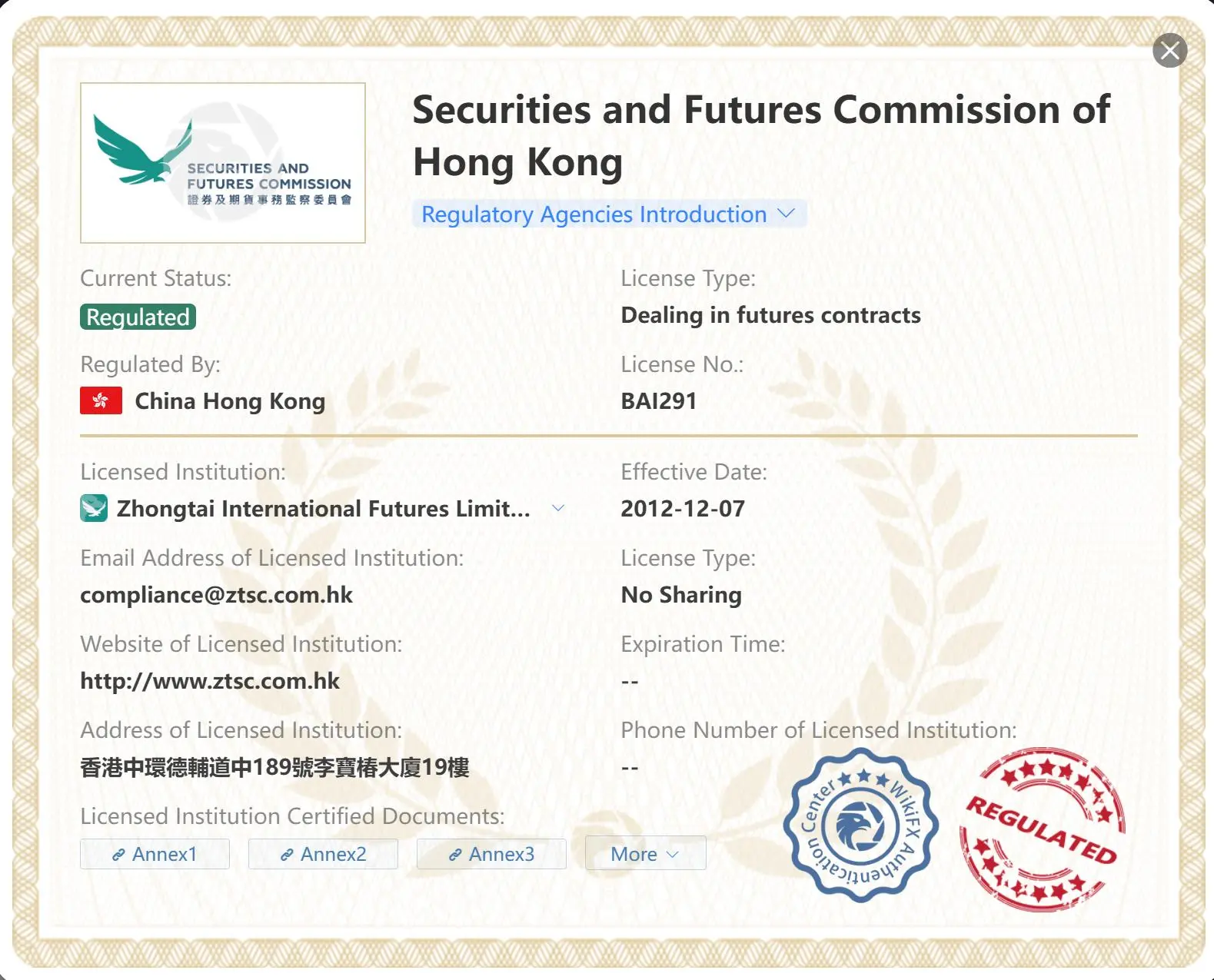 Zhongtai International의 신뢰성 Zhongtai International의 신뢰성