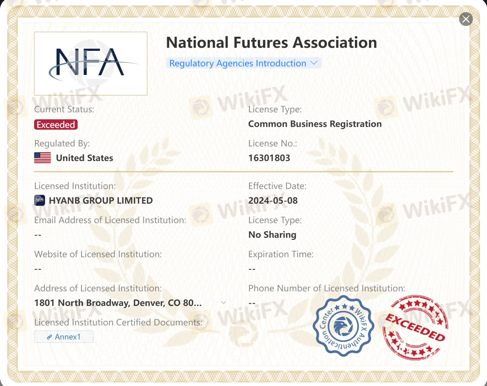 Licence NFA dépassée Licence NFA dépassée