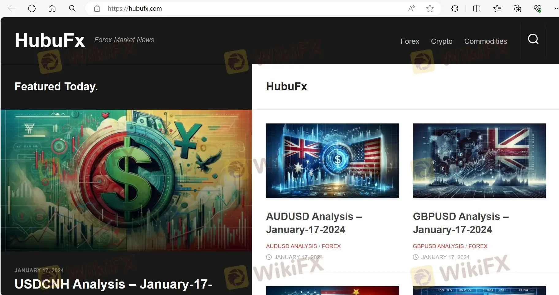 Page d'accueil de HubuFX