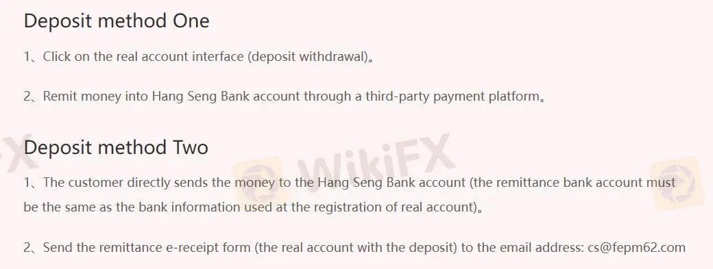 Deposit and Withdrawal