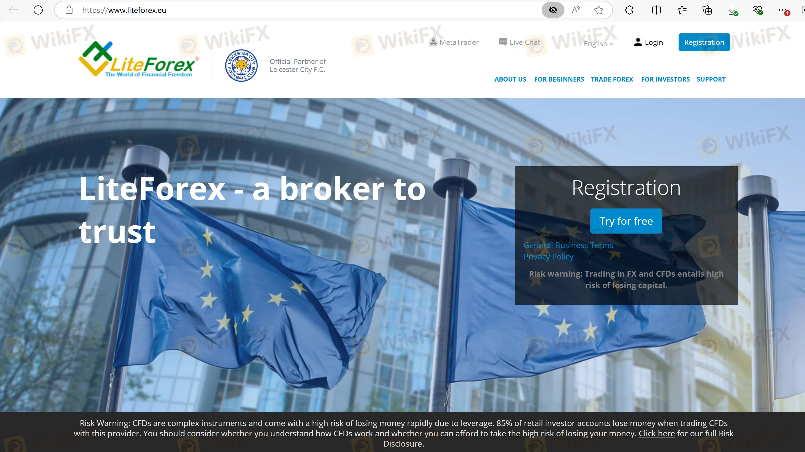 LiteForex's homepage