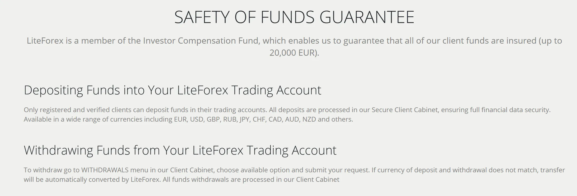 Safety of funds guarantee Safety of funds guarantee