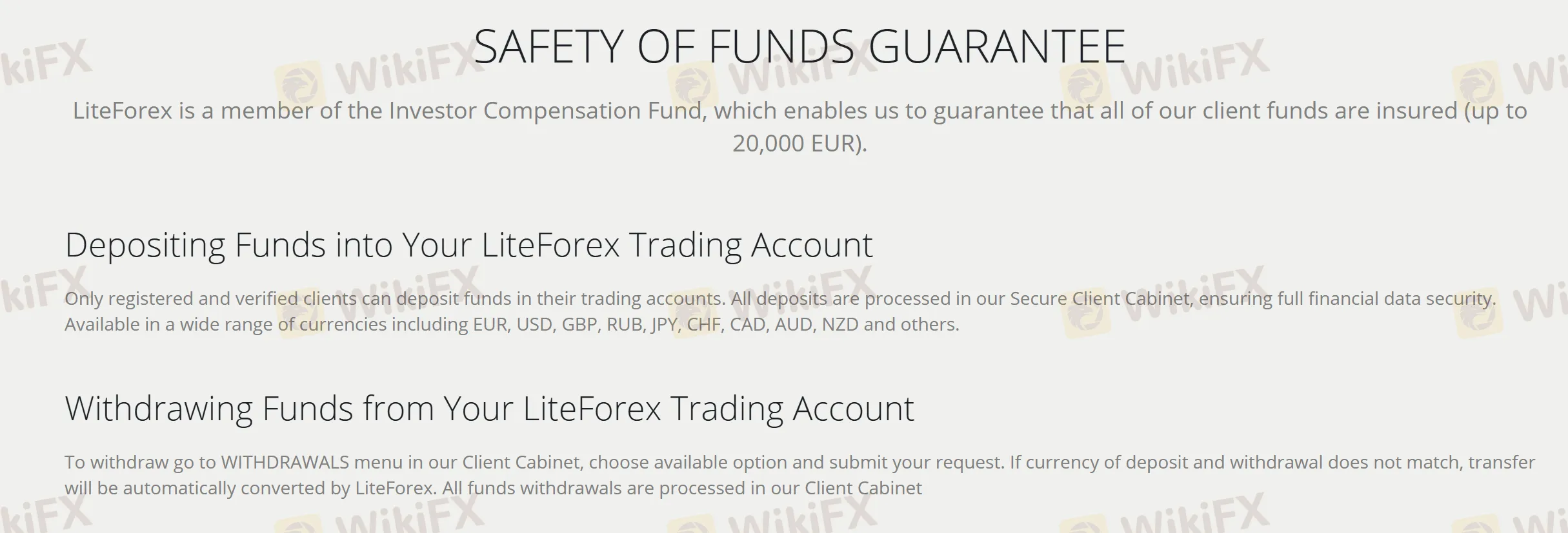 Safety of funds guarantee