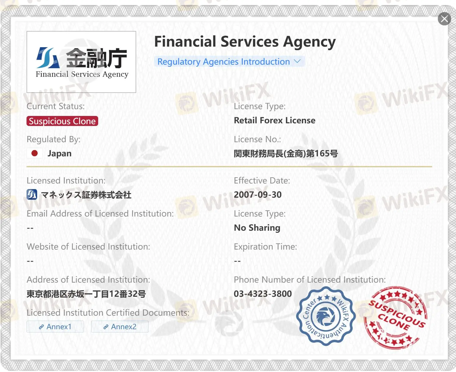 Giấy phép FSA nghi ngờ là bản sao
