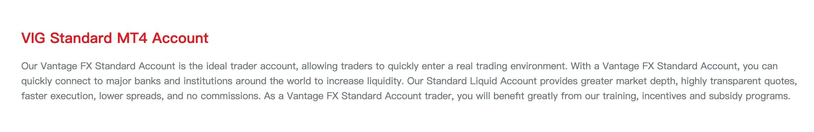 Vantage FX Fees