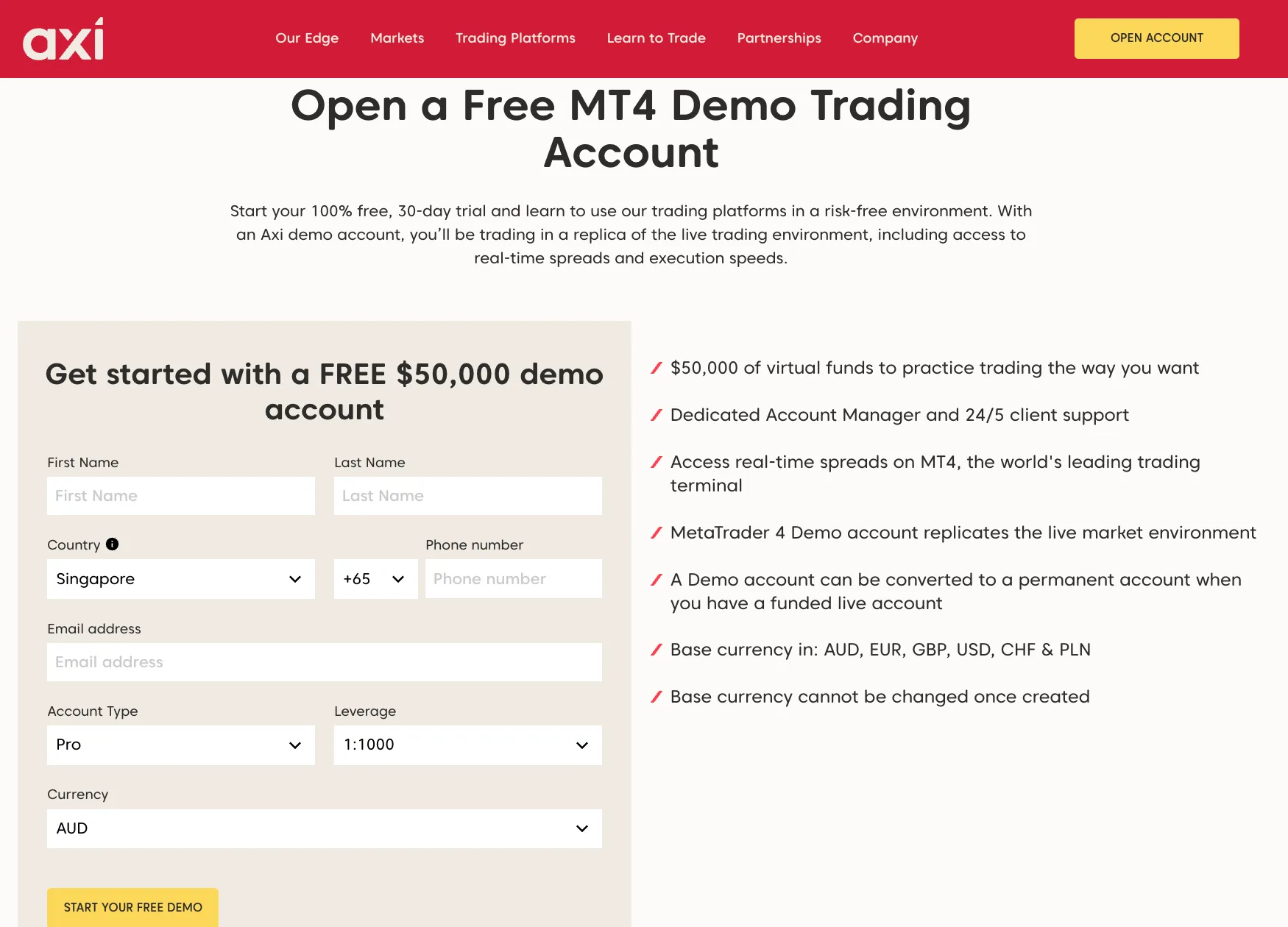 Trading de démonstration