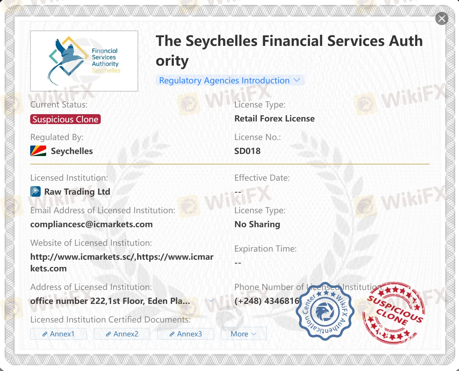 Suspicious clone FSA license