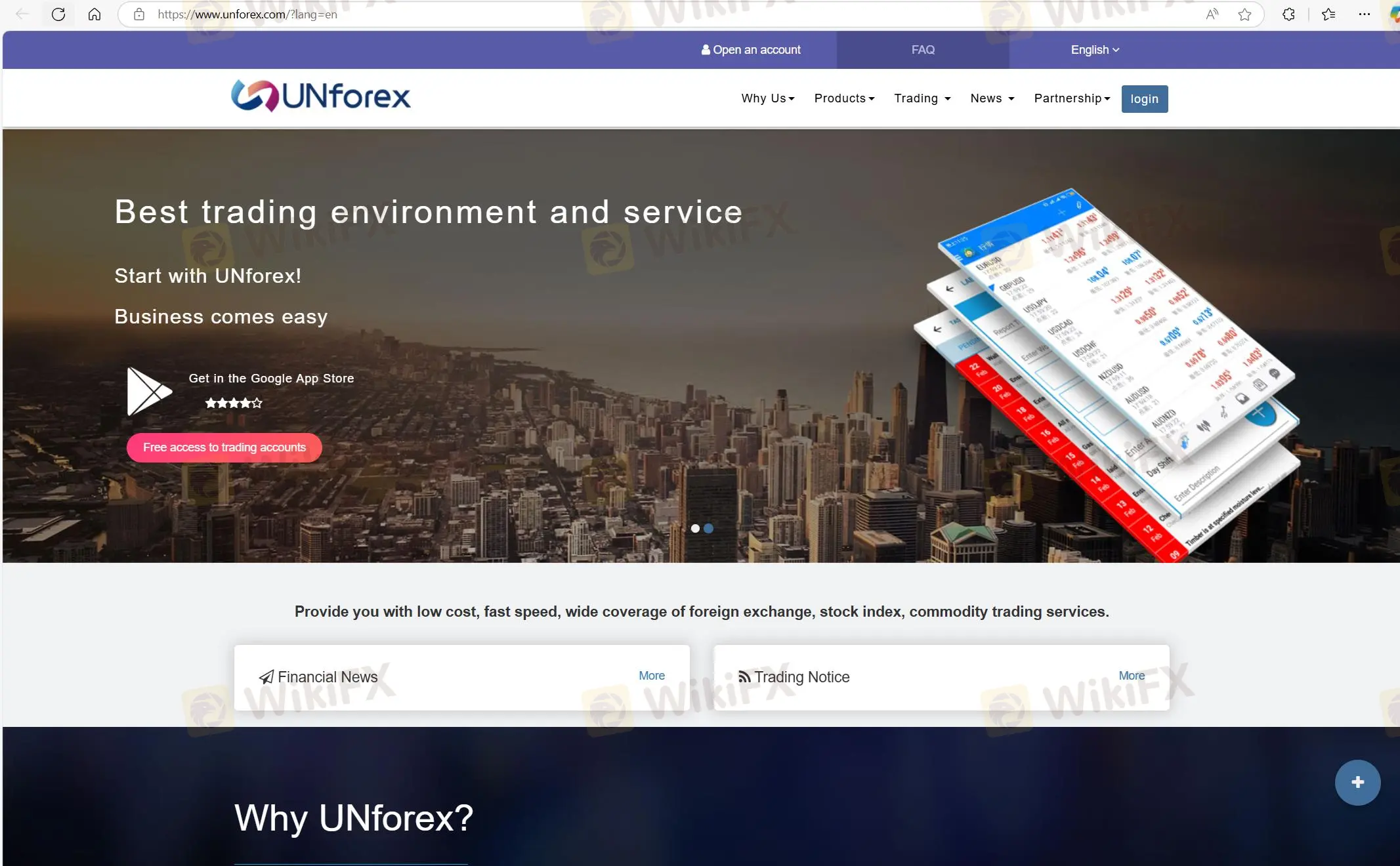 UNforex's homepage