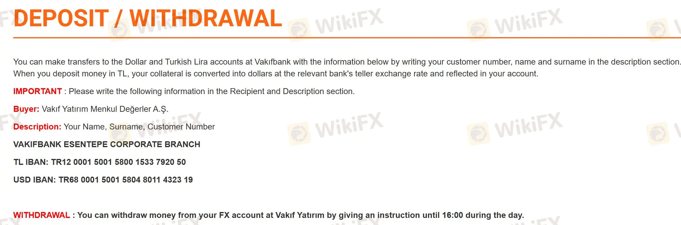 Deposit and Withdrawal Deposit and Withdrawal