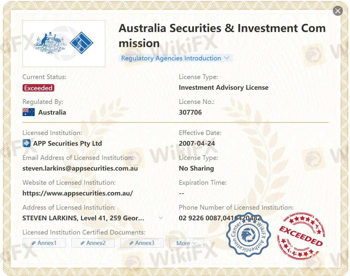 Exceeded ASIC license