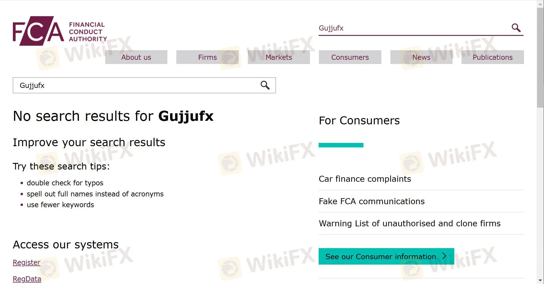Keine Ergebnisse von der FCA