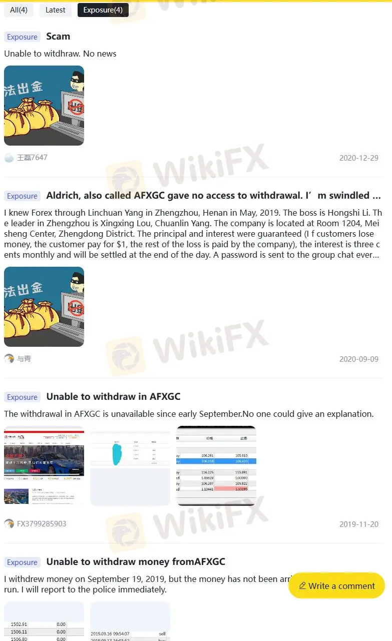Negative Aldrich Reviews on WikiFX