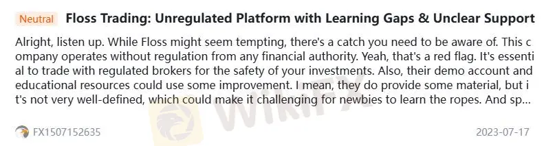 Mga Review sa WikiFX tungkol sa Floss Mga Review sa WikiFX tungkol sa Floss