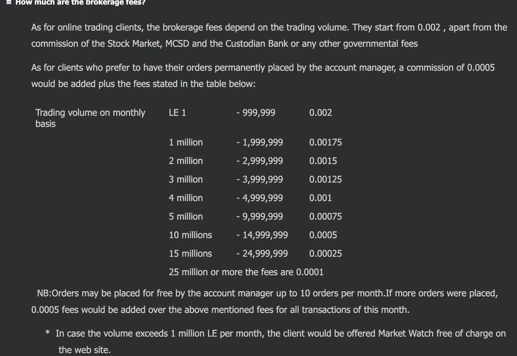 Brokerage fees