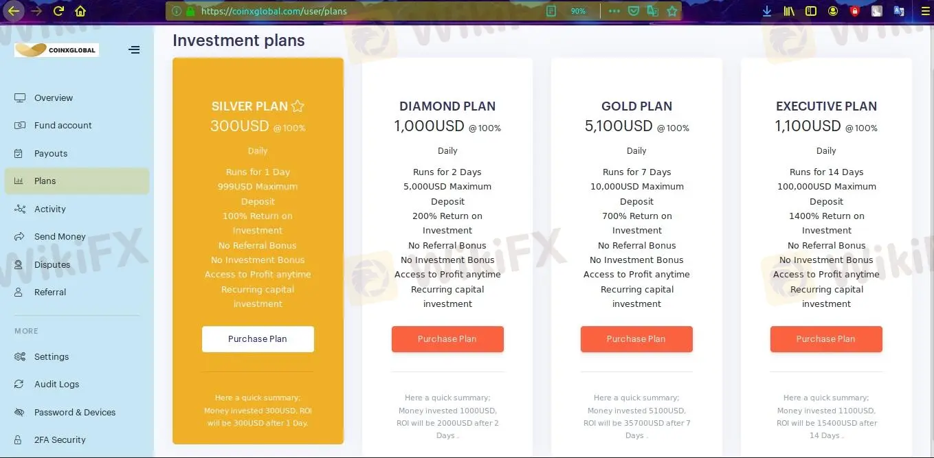 Comparación de planes de inversión