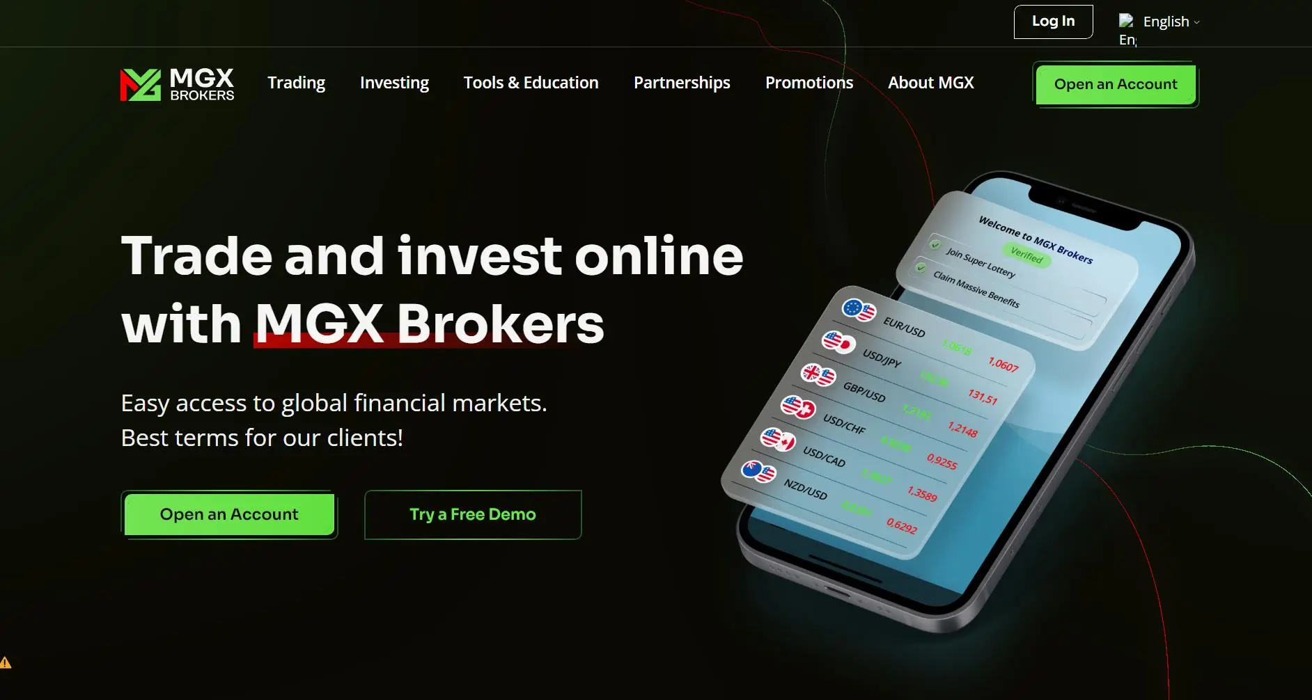 MGX Brokers的主頁