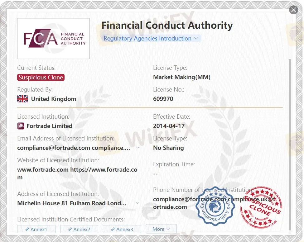 Suspicious clone FCA license