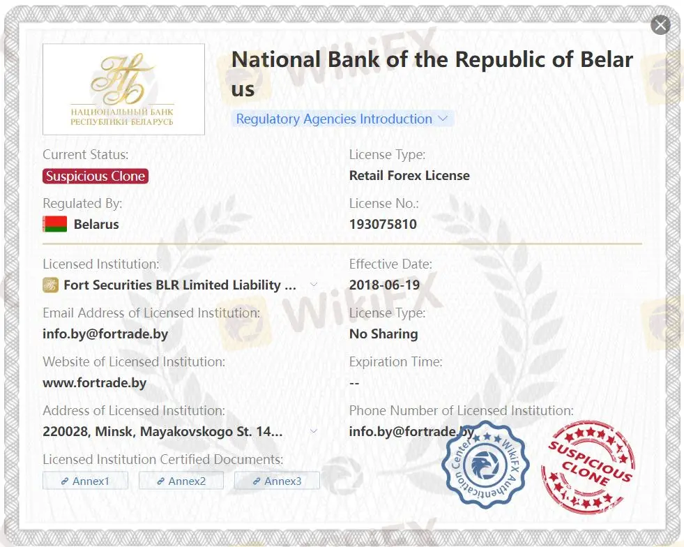 Suspicious clone NBRB license