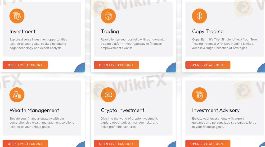 Obo Holding Limited에서 무엇을 거래할 수 있나요?