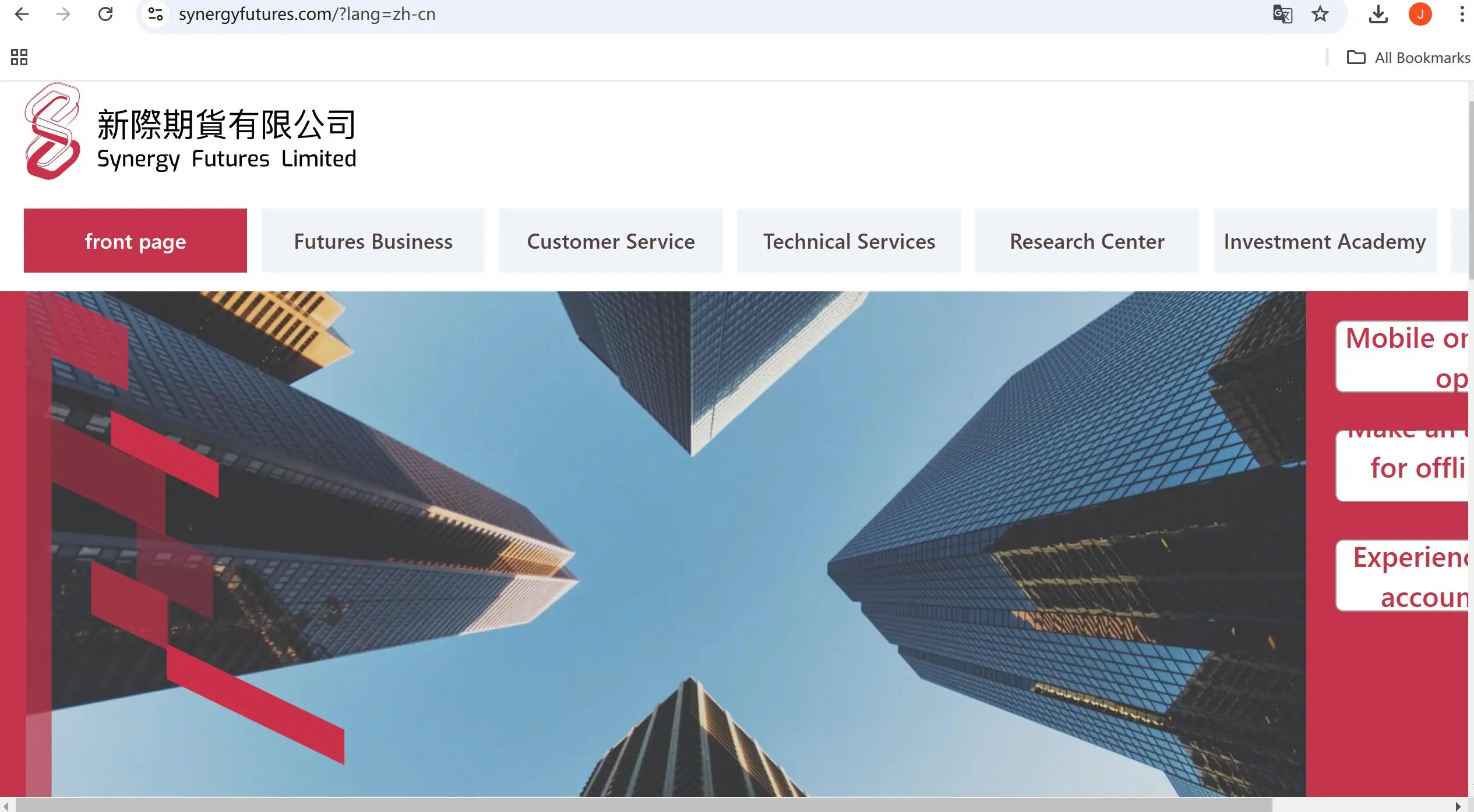 Synergy Futures' homepage
