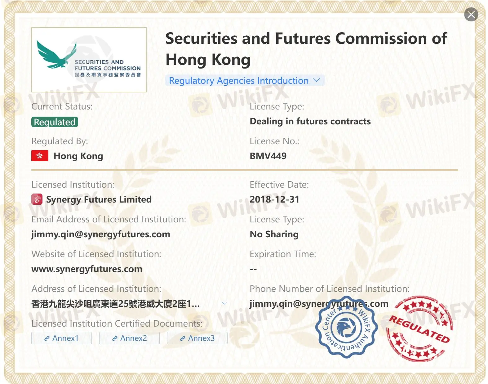 Regulated by SFC