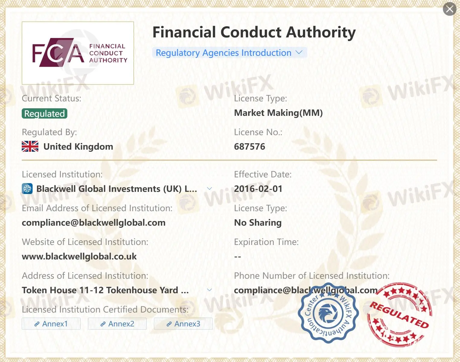 Regulado por FCA