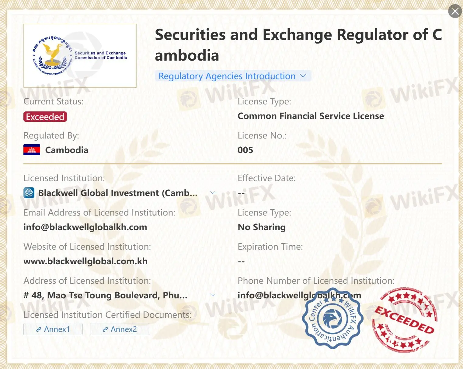 Exceeded SERC license