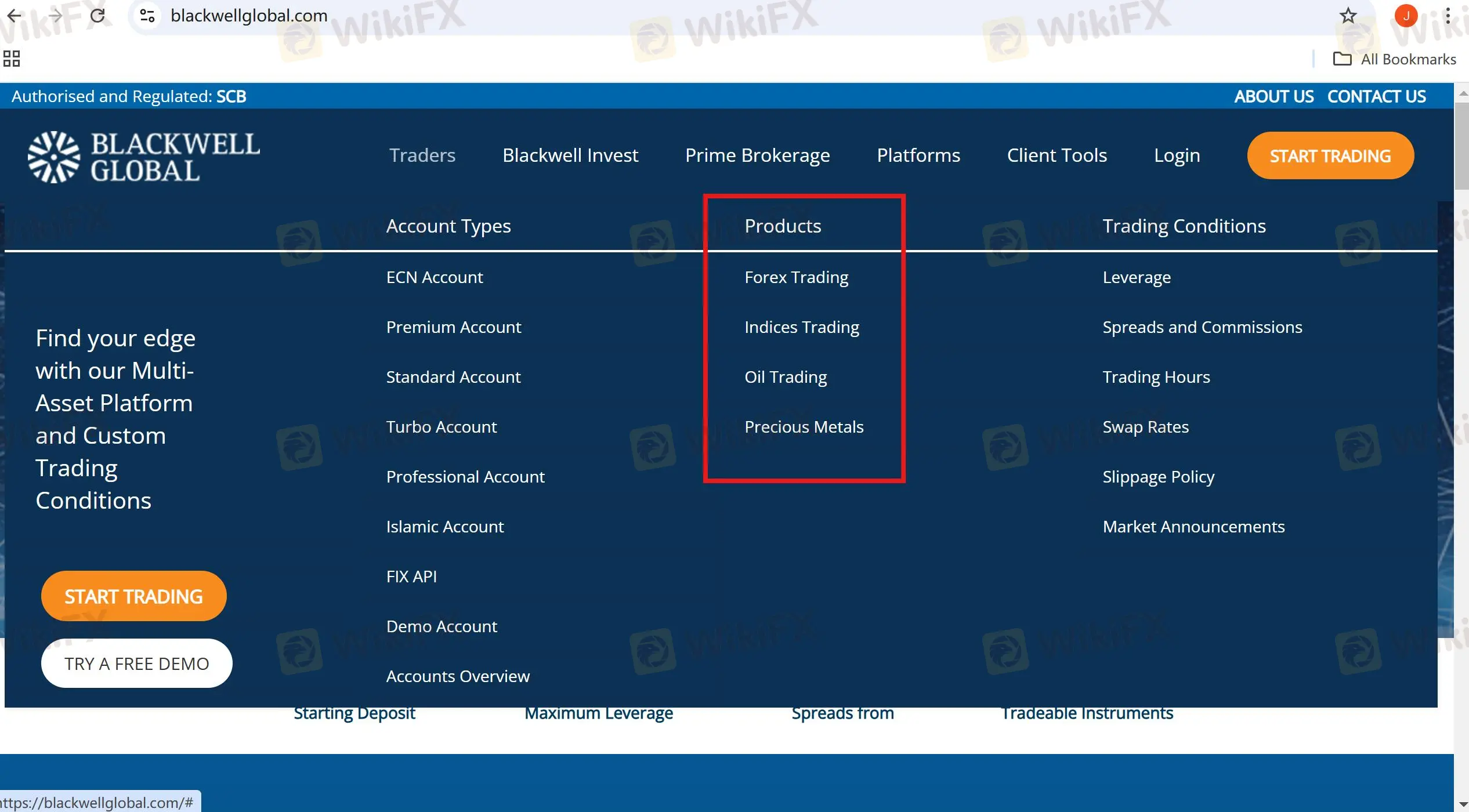 ¿Qué puedo operar en Blackwell Global?