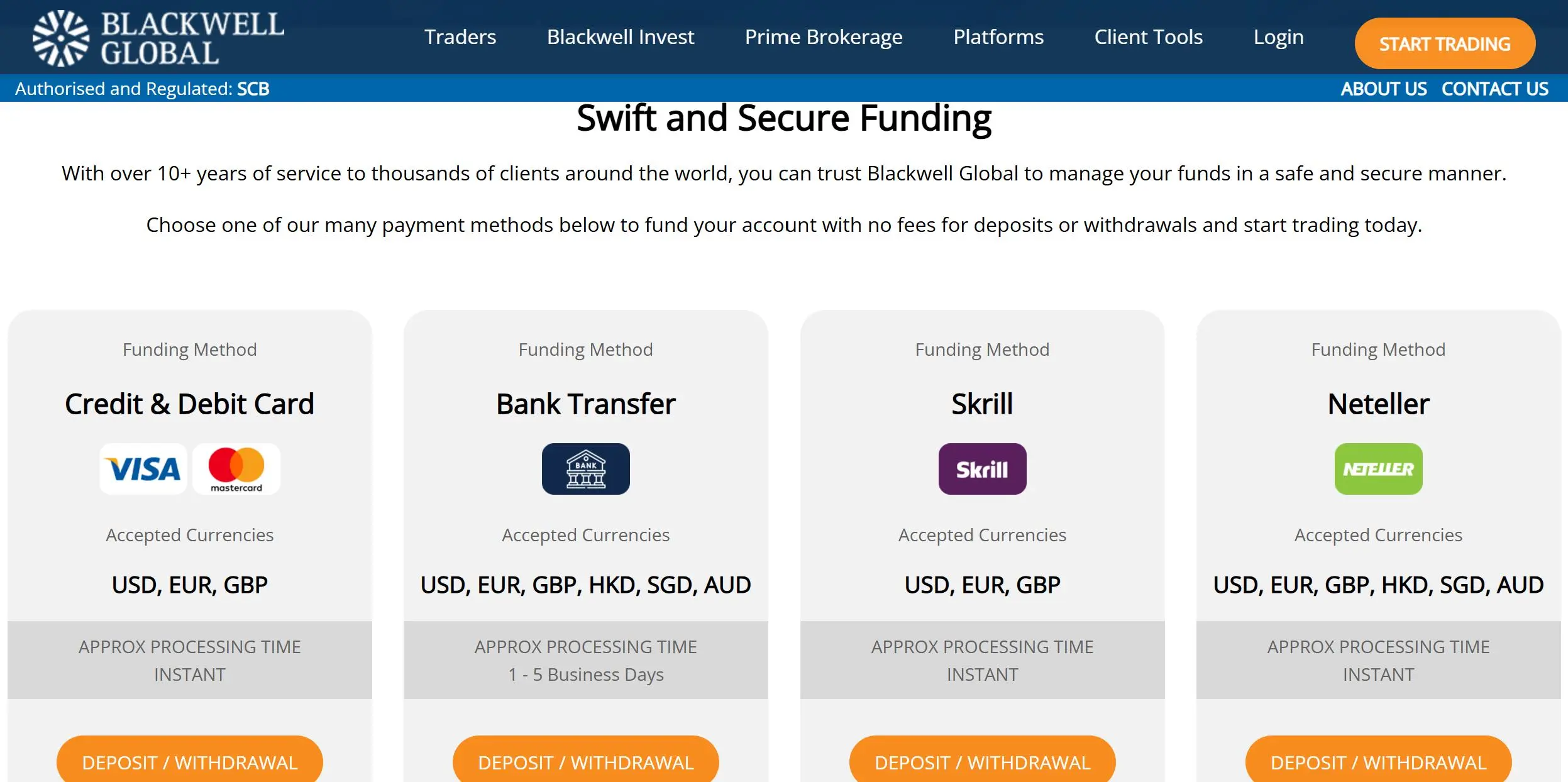 Deposit and Withdrawal