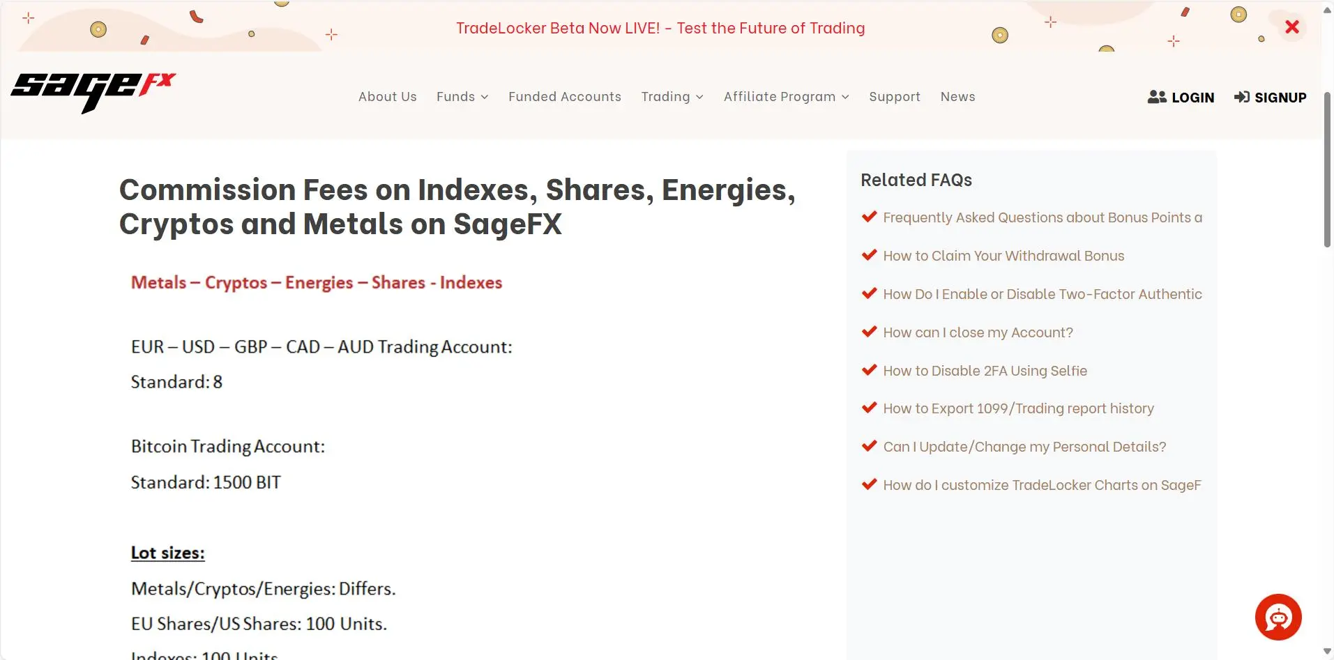 Phí của Sage FX Phí của Sage FX