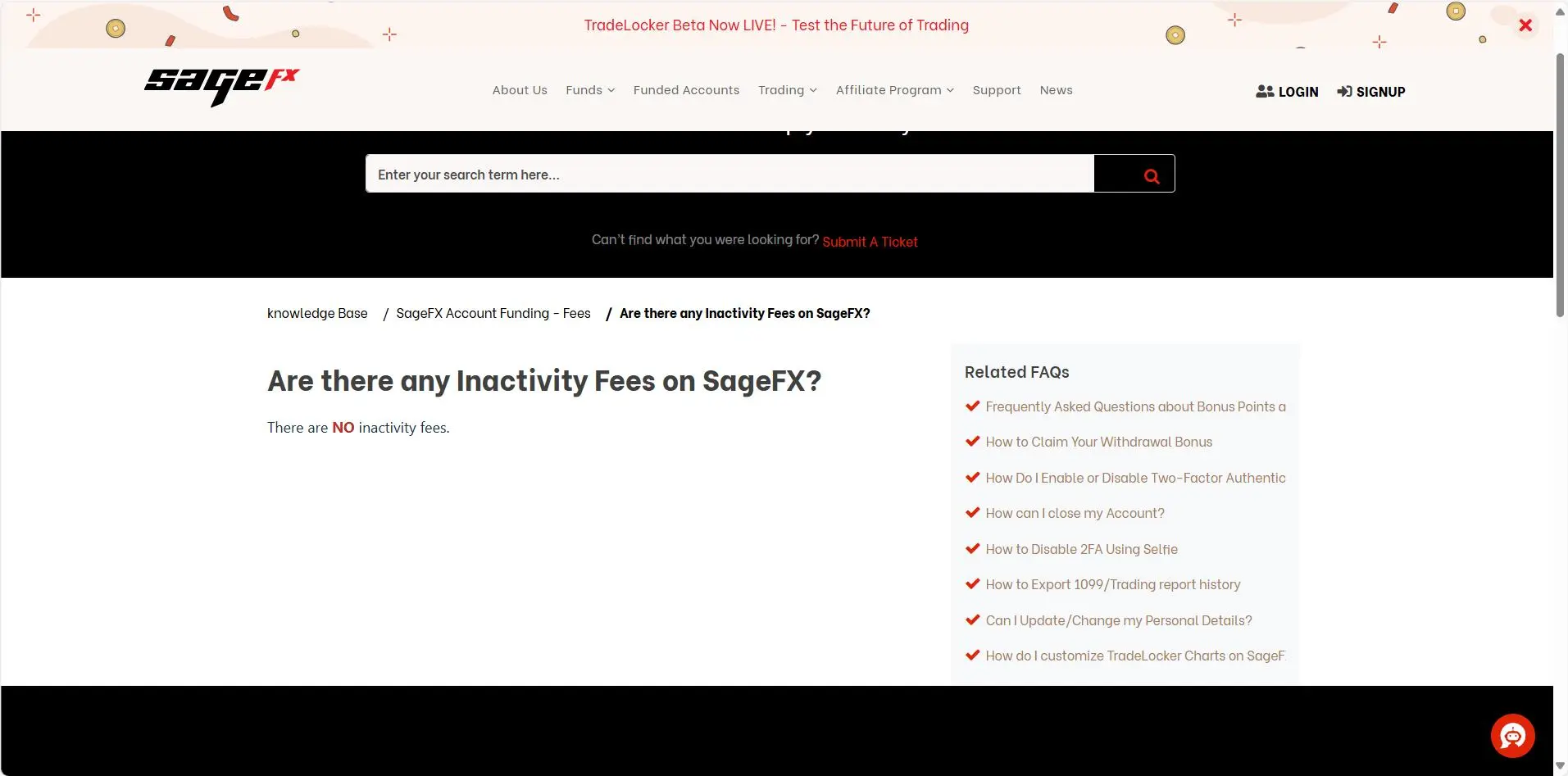 Phí của Sage FX Phí của Sage FX