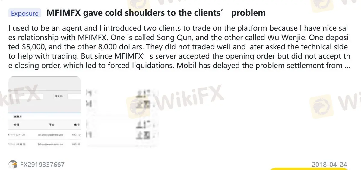 Ulasan Negatif MFIMFX di WikiFX