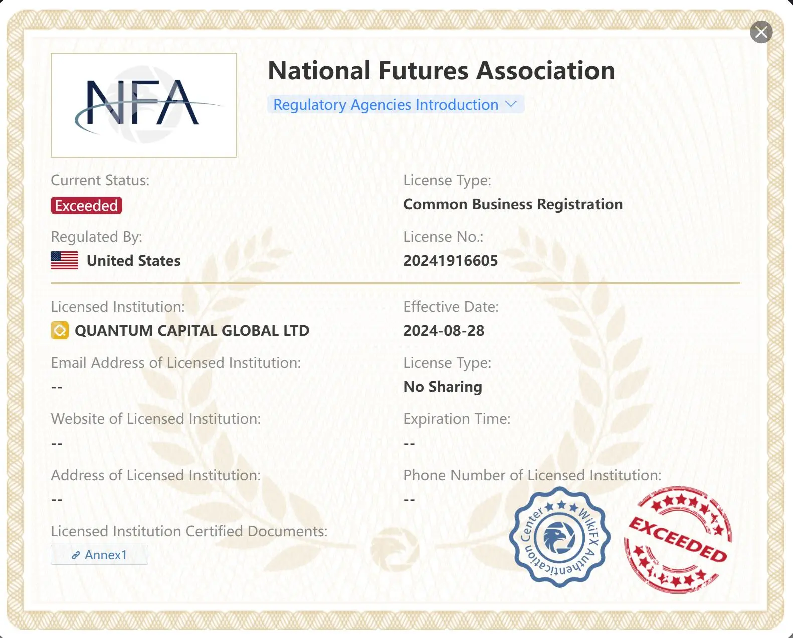 Exceeded NFA license Exceeded NFA license
