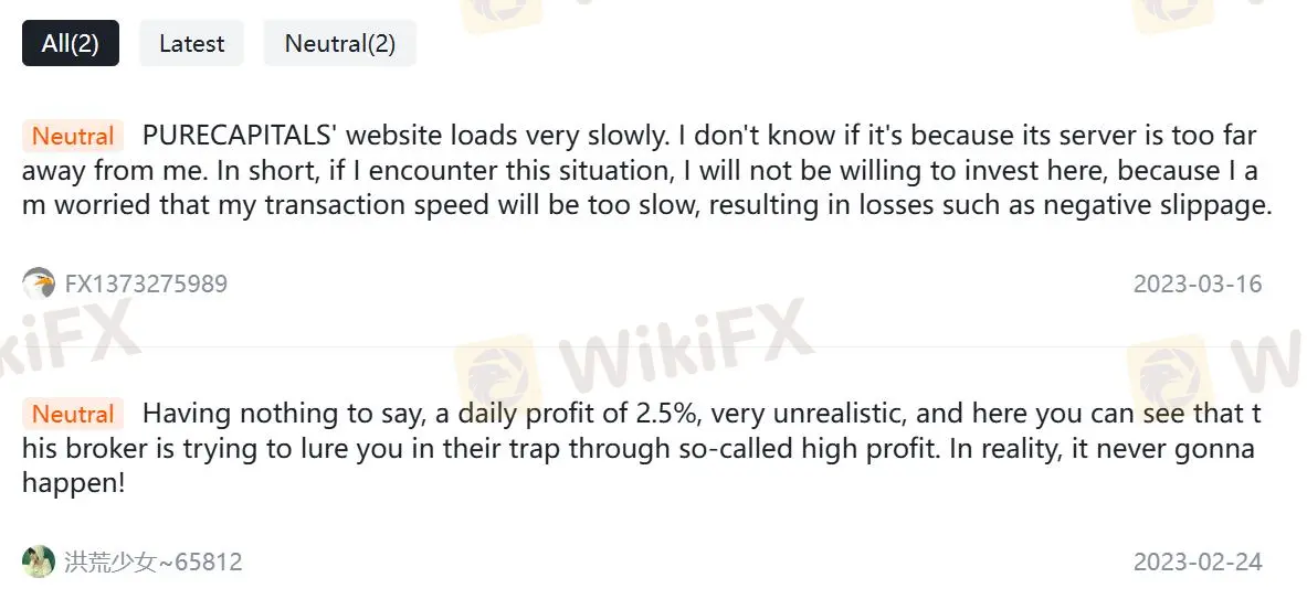 Đánh giá tiêu cực về PURECAPITALS trên WikiFX Đánh giá tiêu cực về PURECAPITALS trên WikiFX