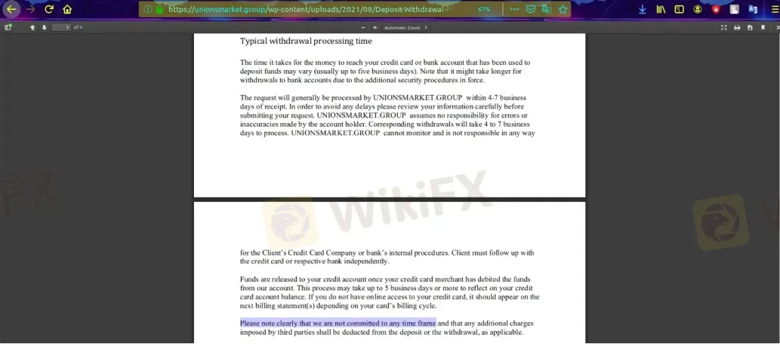 Deposit and Withdrawal