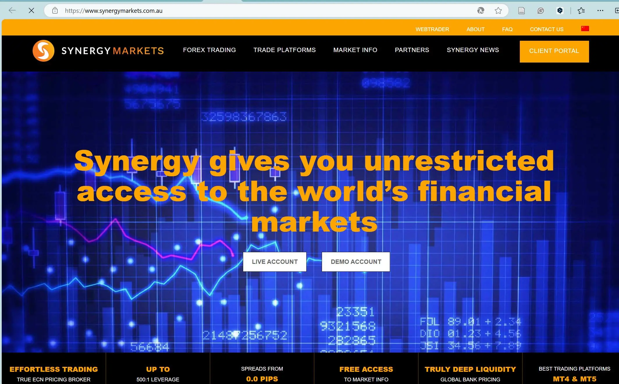 Synergy Markets' homepage Synergy Markets' homepage