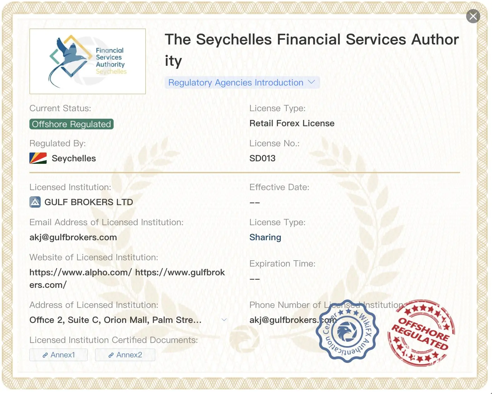 Offshore regulated by FSA Offshore regulated by FSA