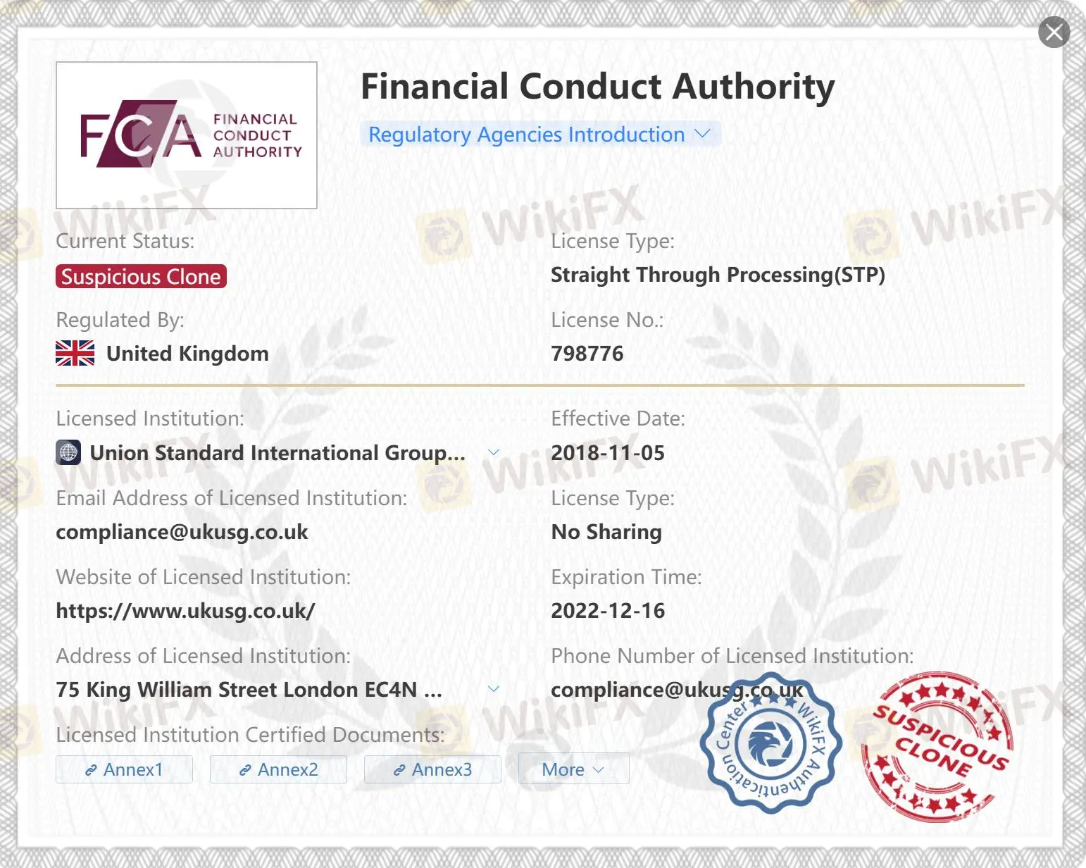 ترخيص FCA المشبوه