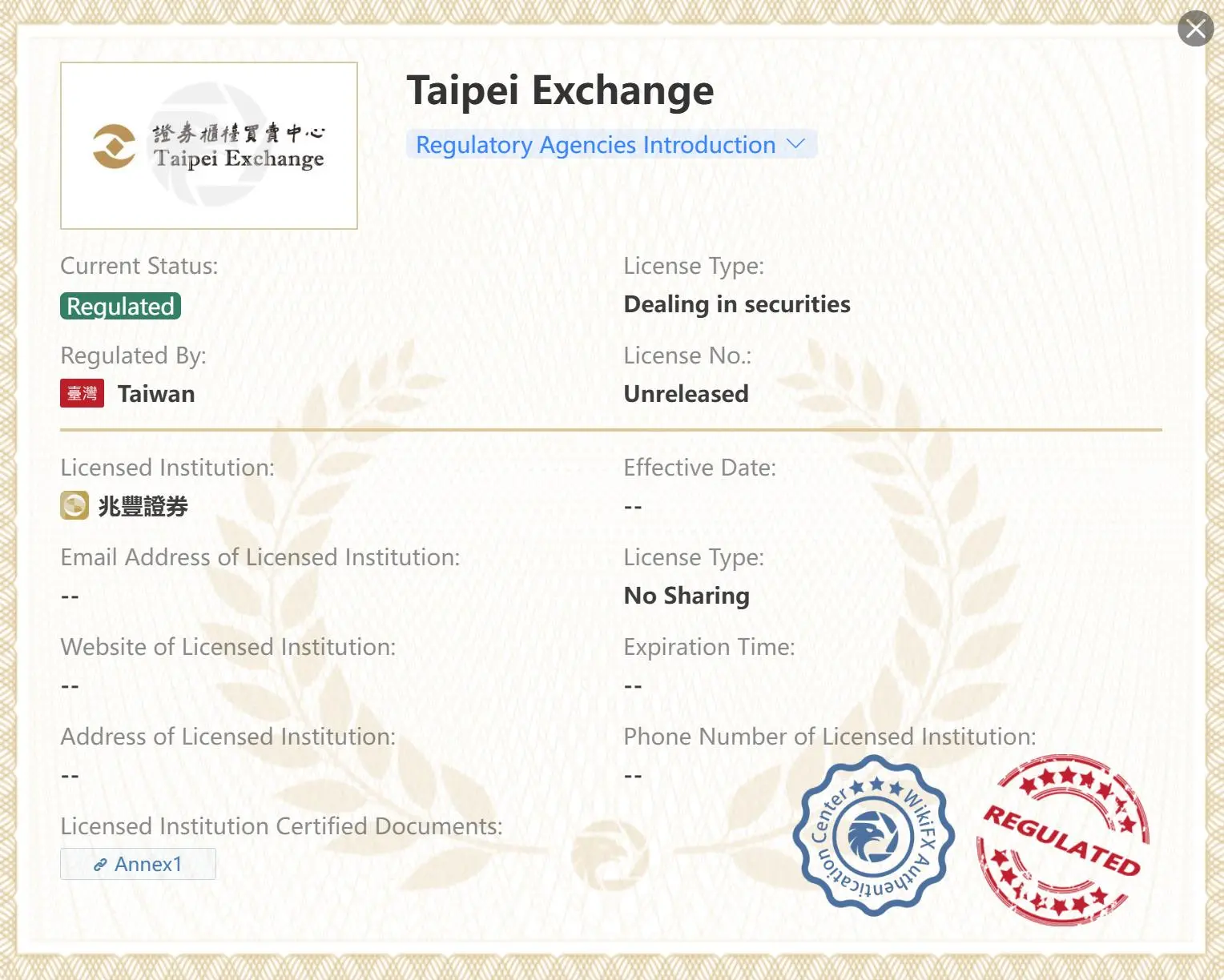 Regulated by TPEx