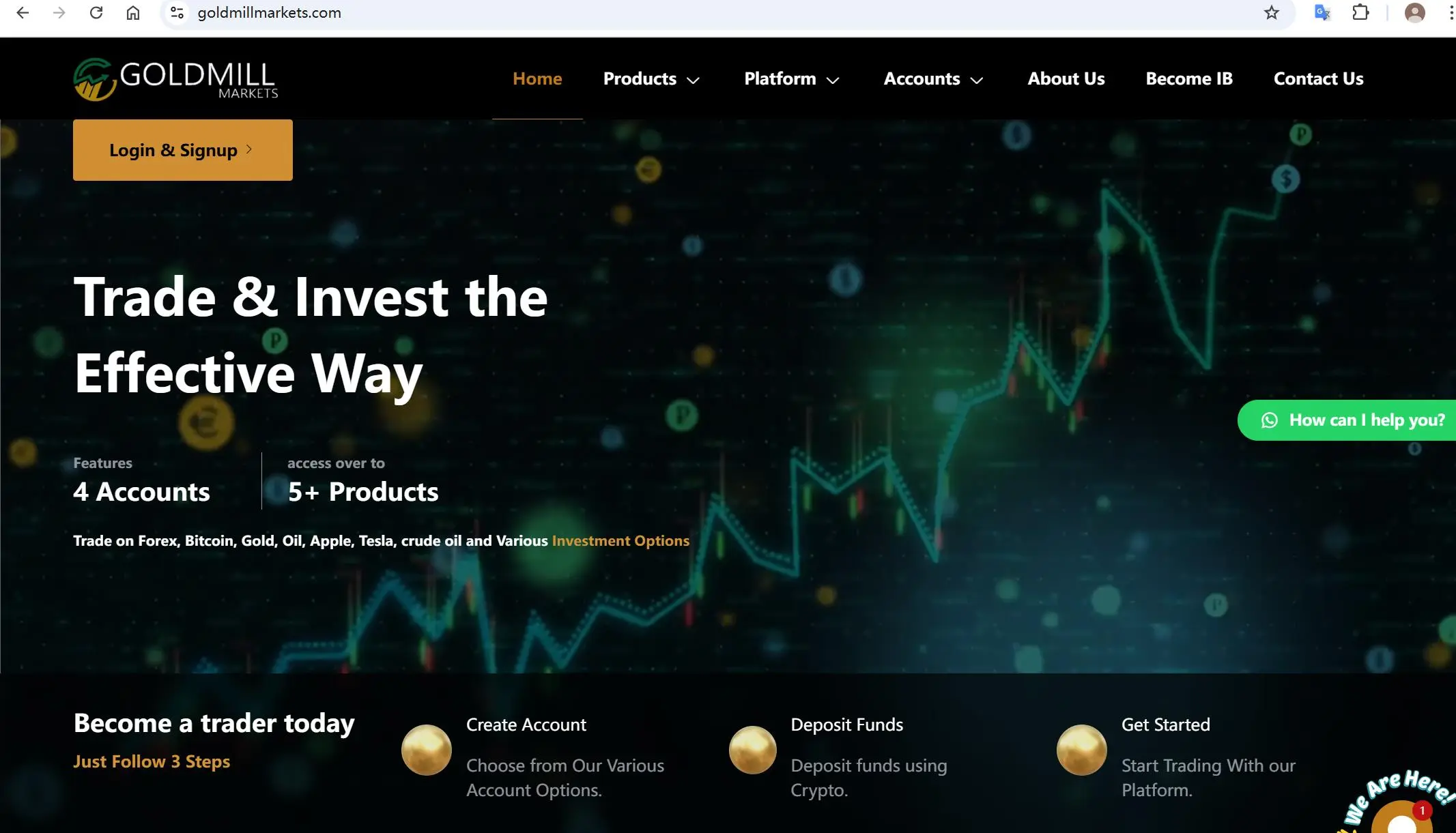 Goldmill Markets' homepage