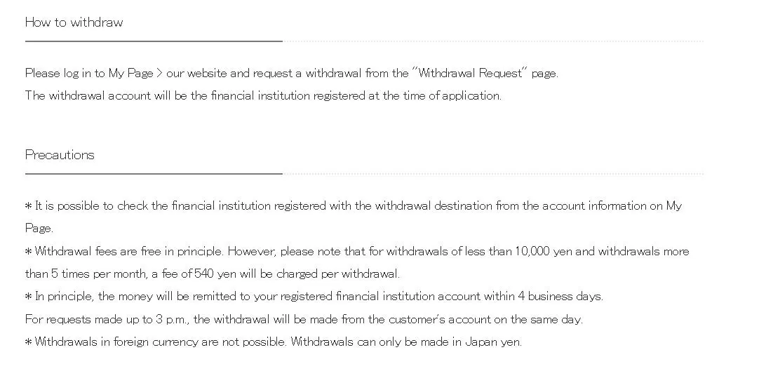 Deposit and Withdrawal