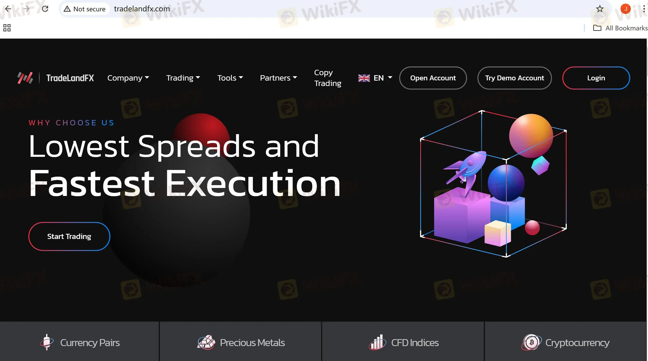 Tradeland FX's homepage