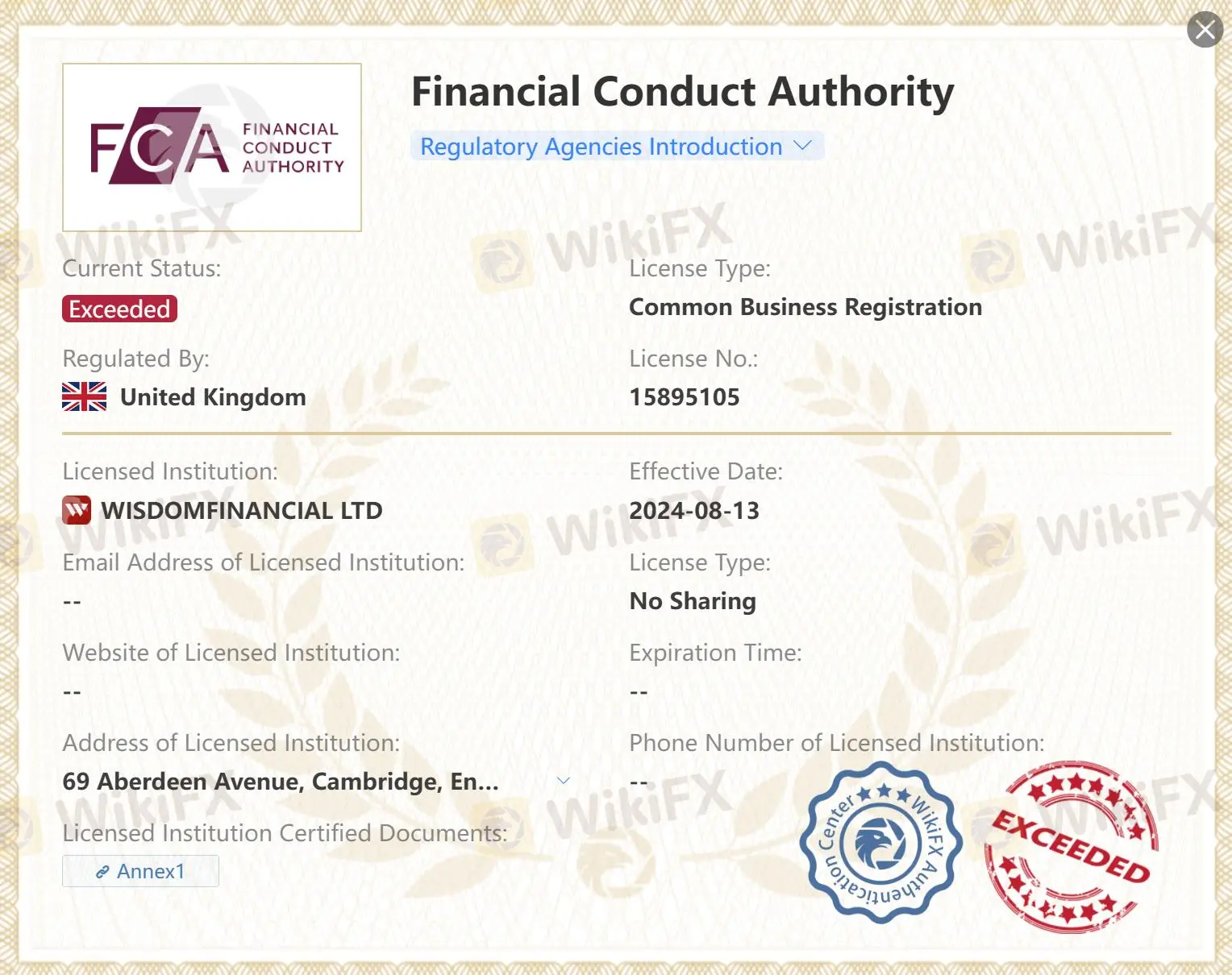 超出FCA许可证 超出FCA许可证