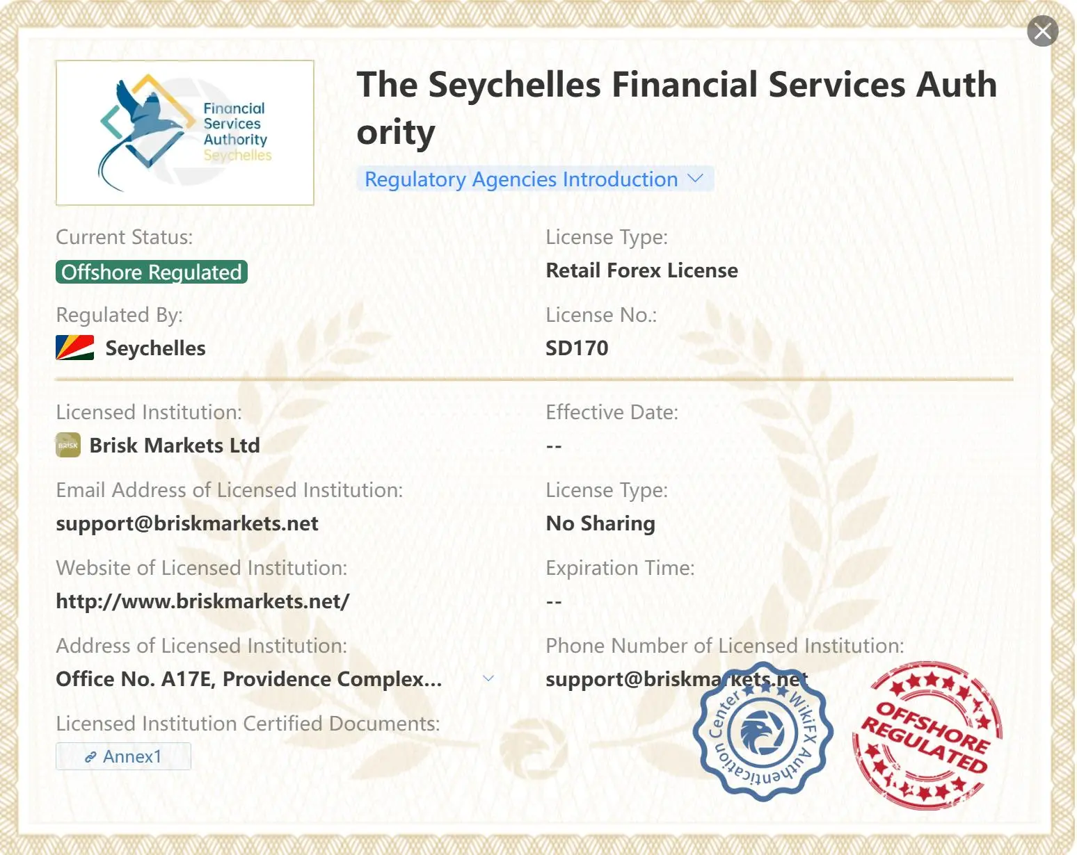 Offshore regulated by FSA Offshore regulated by FSA