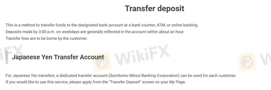 Transfer deposit