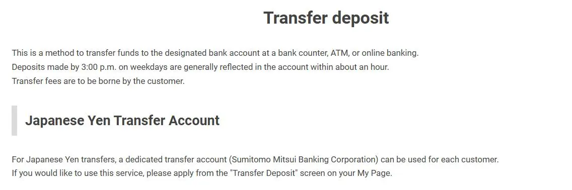 Transfer deposit Transfer deposit