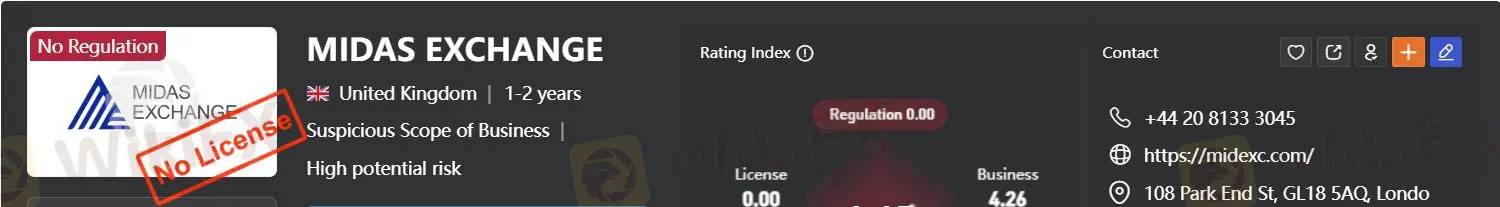 MIDAS EXCHANGE 是否合法？