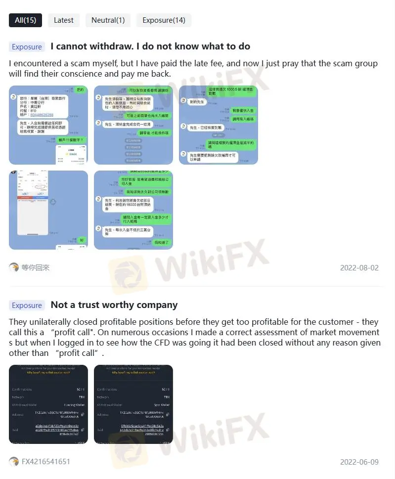 WikiFXでのbiggloballtdのネガティブな口コミ